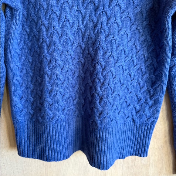 J.Crew Basketweave Cable Knit Wool Angora Sweater Royal Blue Crewneck Medium - Picture 9 of 15
